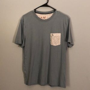 Teal Patterned Mens Large Short Sleeve Shirt